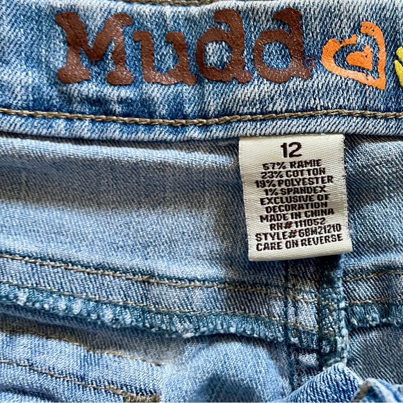 MUDD Vintage Y2K Cuffed Cutoff Style Denim JEAN SHORTS Girls Size 12 - Picture 3 of 8